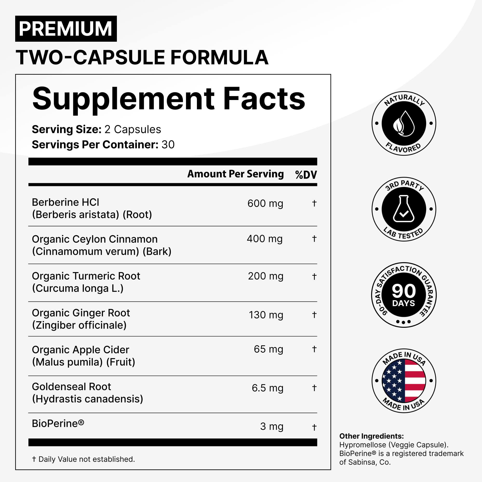DMoose Fitness Berberine HCL gelules – etiquette d'emballage, informations claires