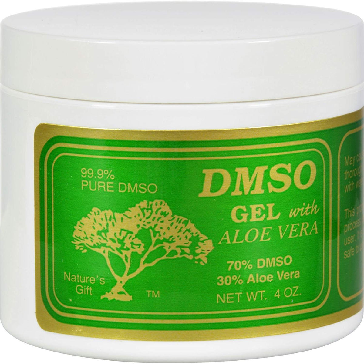 Gel DMSO avec Aloe Vera, flacon 4 oz, usage polyvalent et hydratant pour la peau.