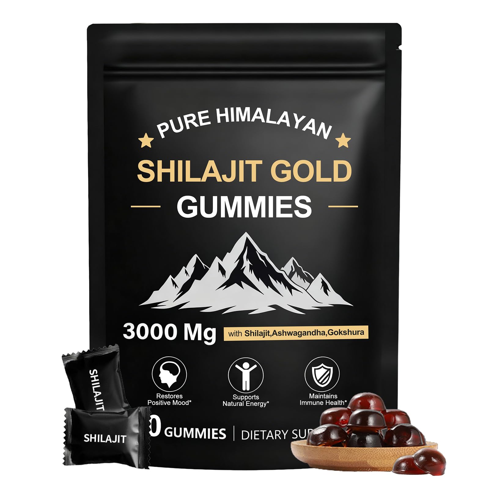 Dmtdnid gommes Shilajit Himalayen dans une bouteille pratique pour énergie quotidienne.