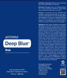 DoTERRA Deep Blue Rub : emballage clair montrant les ingrédients et usage ciblé.