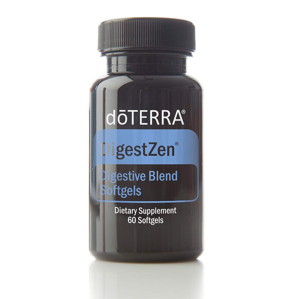 doTERRA DigestZen Softgels – bouteille montrant le flacon, soutien digestif naturel au quotidien