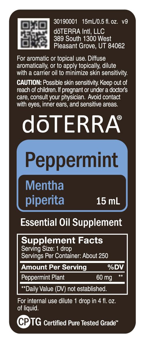 doTERRA huile menthe poivree 15 ml, précieux allie pour les moments de soin.