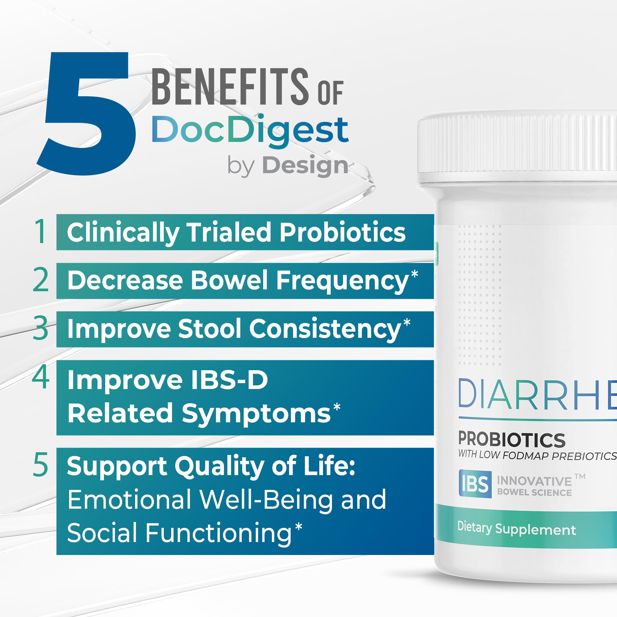 DocDigest probiotiques capsules anti-diarhée — capsules faciles à prendre pour le quotidien.
