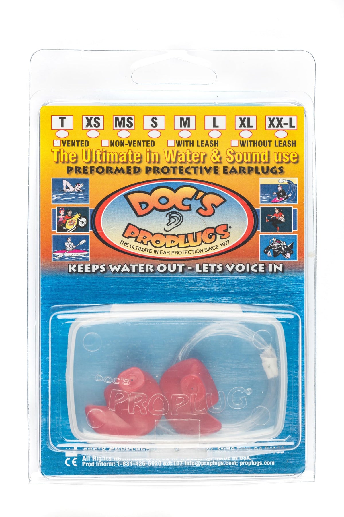 Doc’s Proplugs grande rouge ventilé pour sport aquatique et égalisation de pression