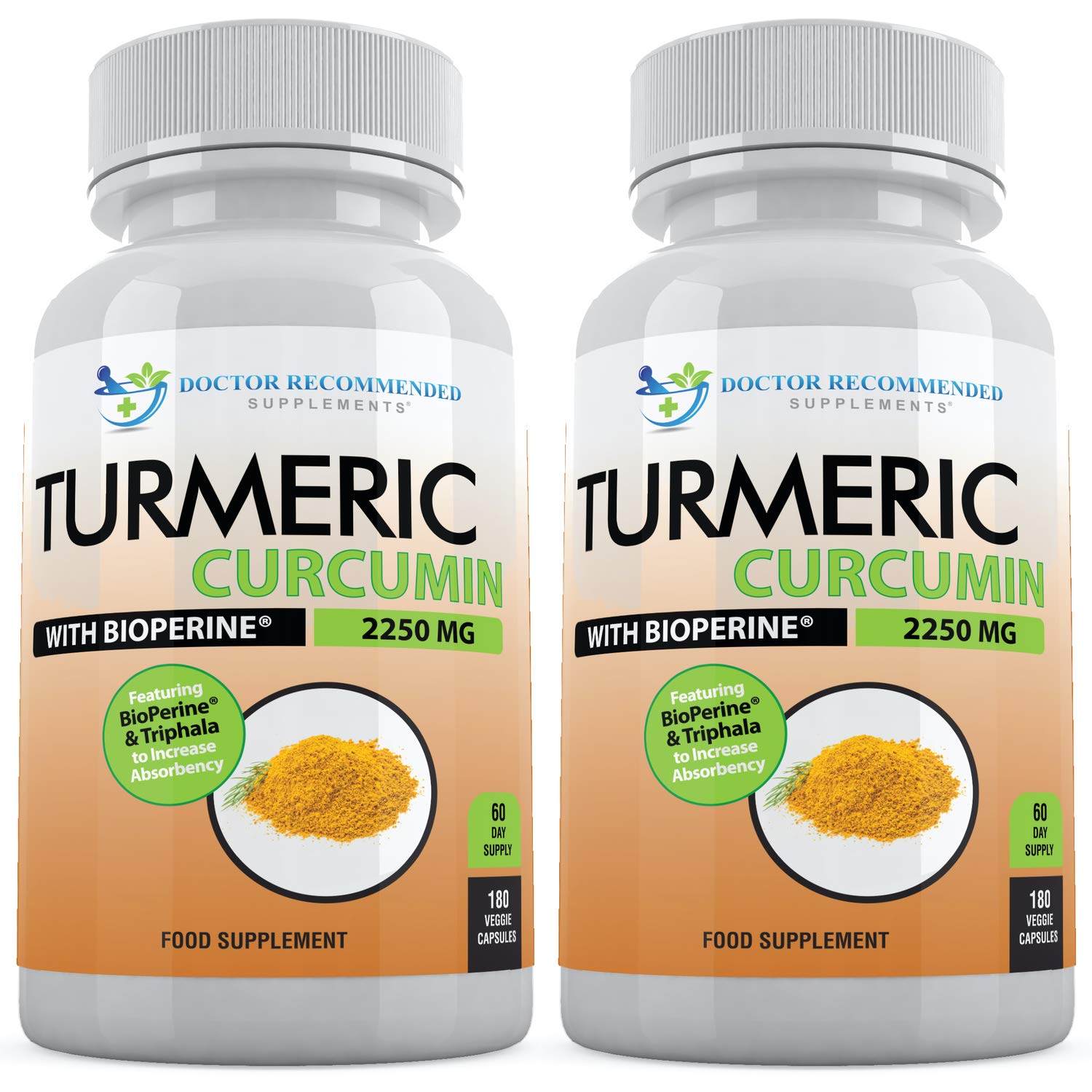 DOCTOR RECOMMENDED SUPPLEMENTS Turmeric Curcumin - capsules véganes, absorption potentiellement améliorée.