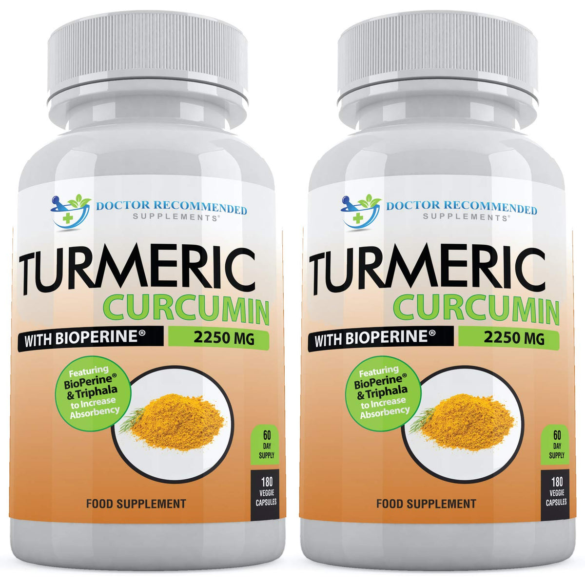 DOCTOR RECOMMENDED SUPPLEMENTS Turmeric Curcumin - capsules véganes, absorption potentiellement améliorée.