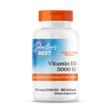 Docteurs Best Vitamin D3 bouteille 5000iu, soutien potentiel à la densité osseuse.