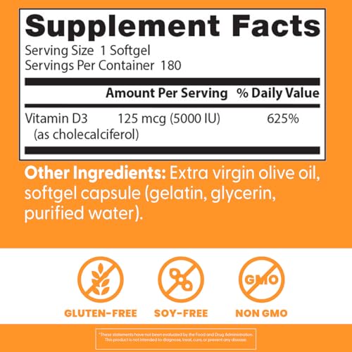 Étiquette Docteurs Best Vitamin D3 sans gluten et sans soja, pratique et sûre.