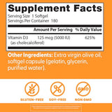 Étiquette Docteurs Best Vitamin D3 sans gluten et sans soja, pratique et sûre.