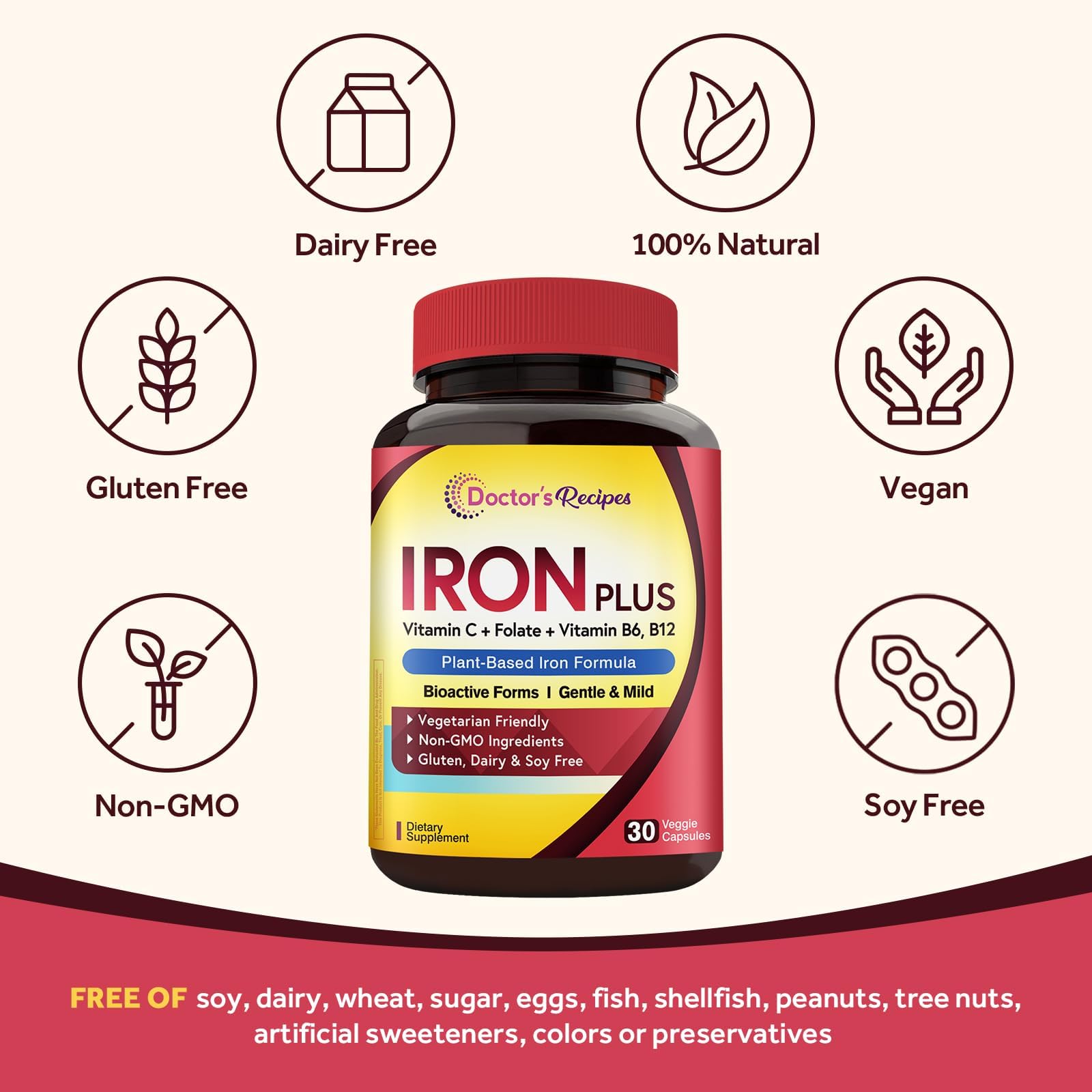Doctor's Recipes folate-l-5-mthf: folate actif pour le métabolisme.