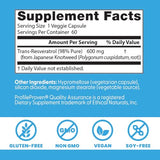 Doctor's Best Trans-Resveratrol-600 etiquette : étiquette claire et informations de qualité.