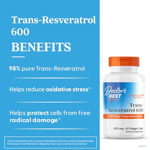 Doctor's Best Trans-Resveratrol-600 gelules : teneur élevée en trans-resveratrol pour le bien-être.