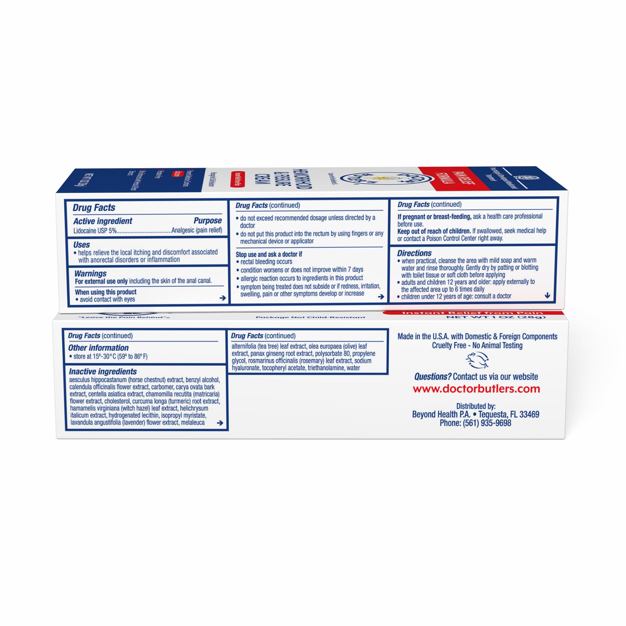 Doctor Butler's crème Hémorroïde sécurité et efficacité: ingrédients vérifiés.