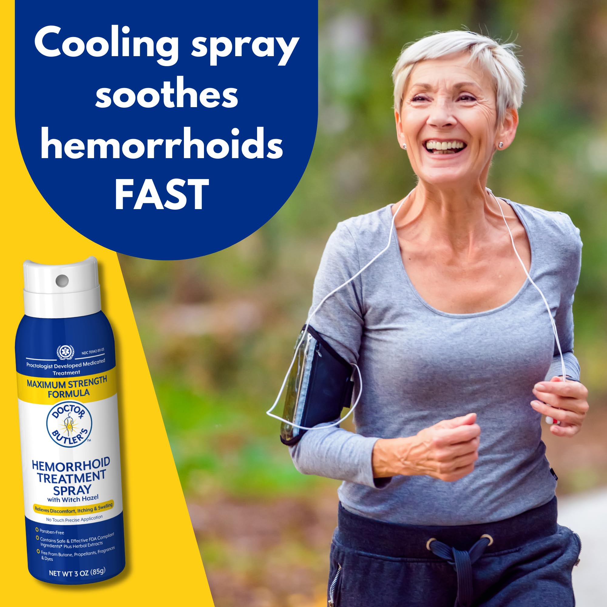 Doctor Butler's Hemorroïde Spray utilise des ingrédients sûrs adaptés à tous les types de peau.