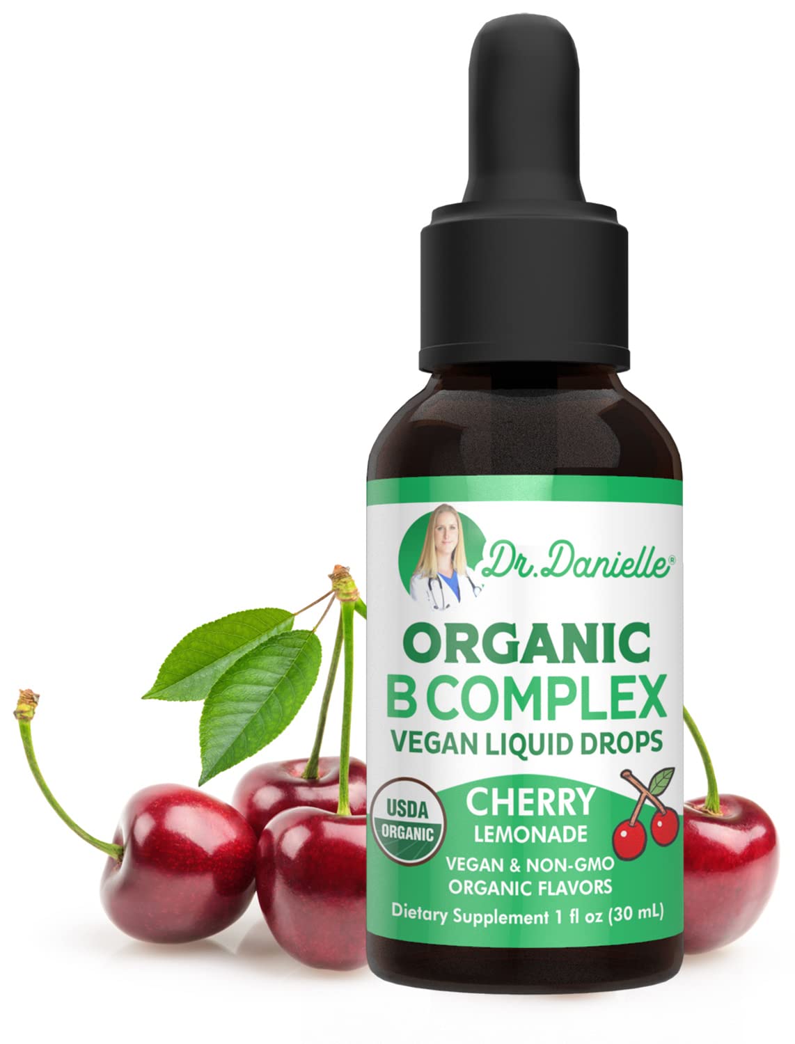 Flacon Doctor Danielle B Complex – gouttes vegan prêtes à l'emploi pour l'énergie quotidienne.