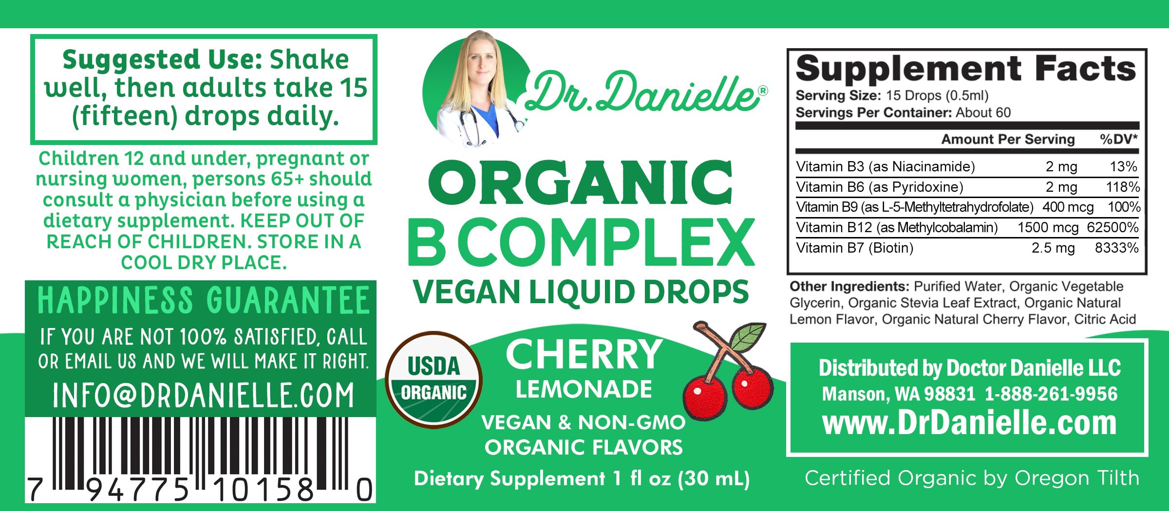 Logo vegan Doctor Danielle B Complex – produit biologique aligné avec les choix végétaliens.