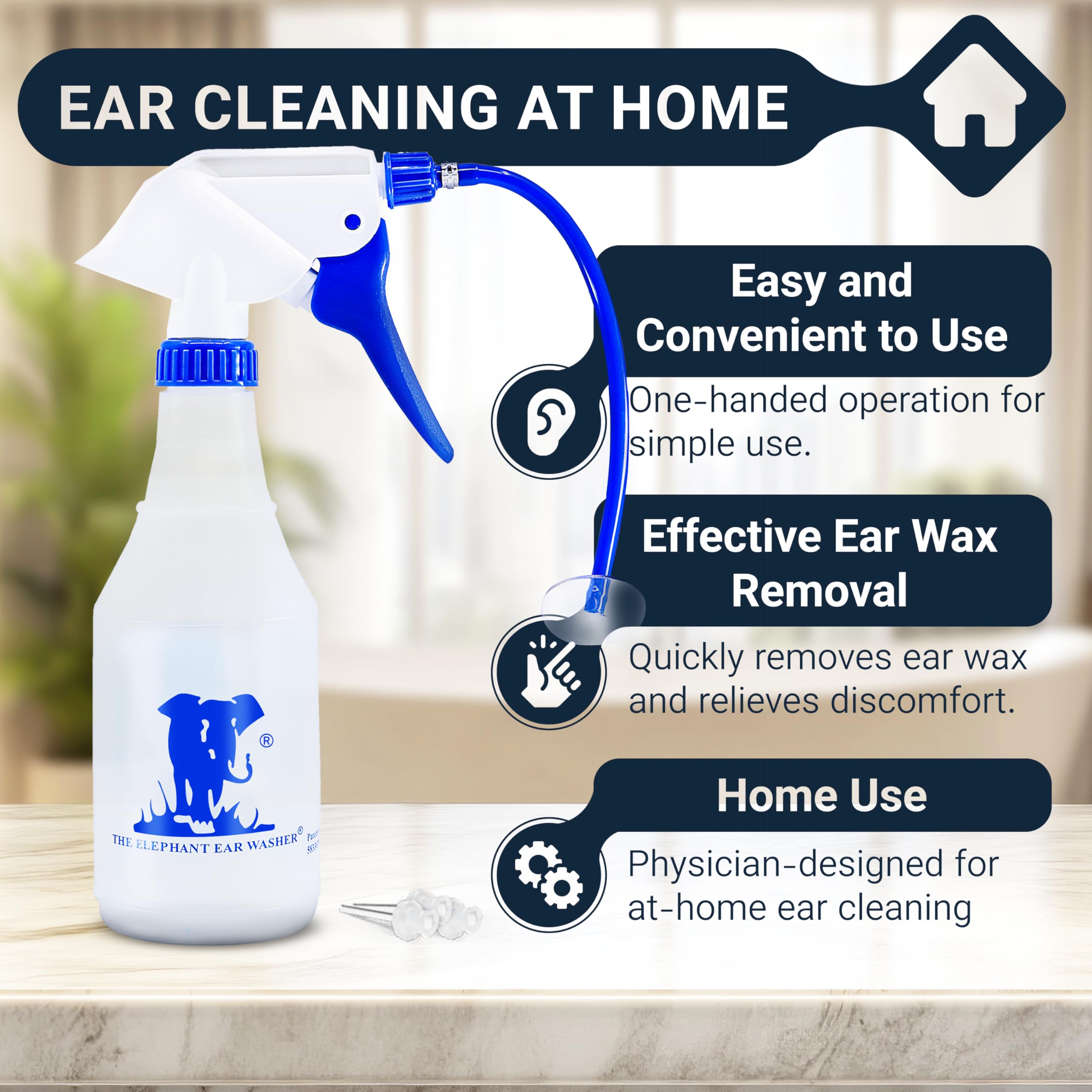 Elephant Ear Washer par Doctor Easy, embouts jetables pour une utilisation hygiénique.