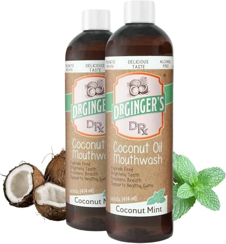 Doctor Ginger's - Bouteille bain de bouche huile coco menthe, fraîche et naturelle.