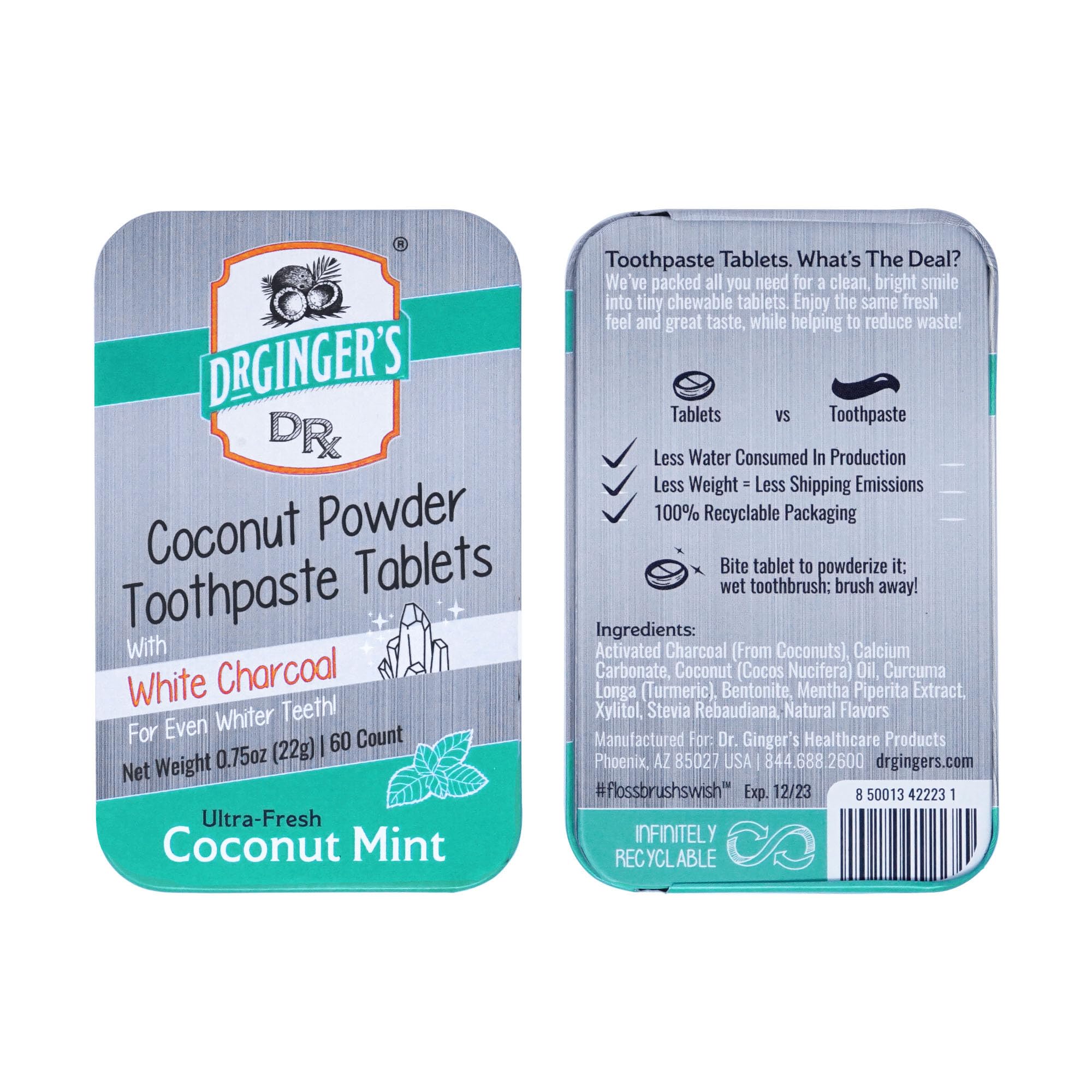 Doctor Ginger's pastilles coco-menthe dans boîte étain, pratique voyage
