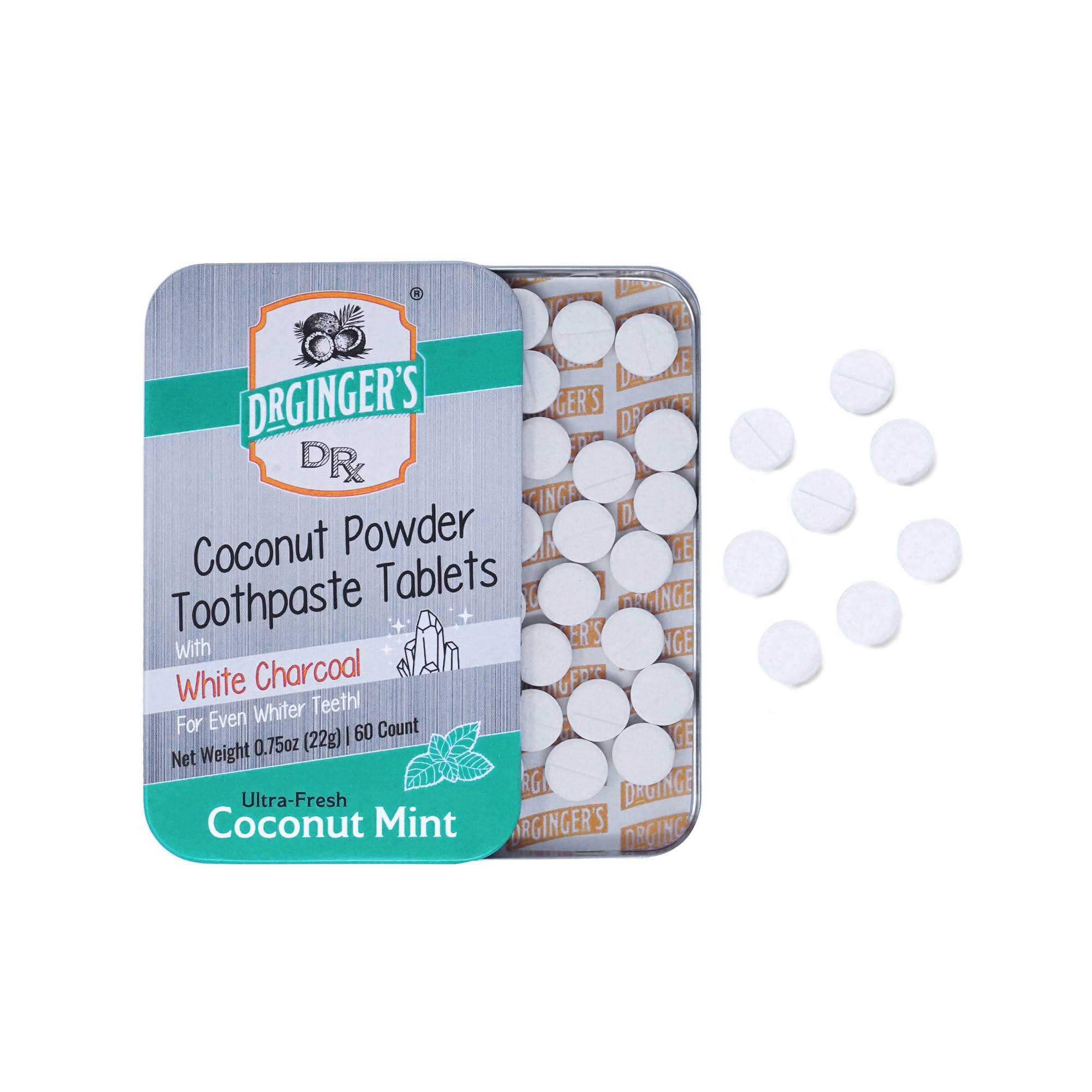 Doctor Ginger's tablettes dentifrice coco-menthe utilisées comme dentifrice nomade