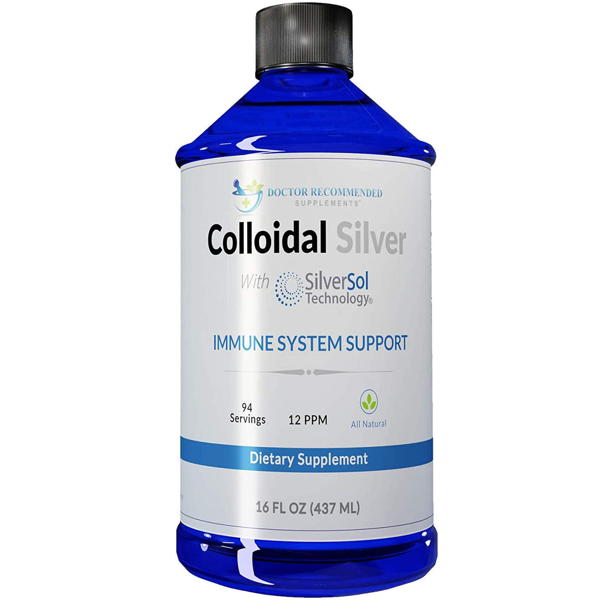 DOCTOR RECOMMENDED SUPPLEMENTS argent colloïdal 12ppm en bouteille, soutien potentiel immunitaire