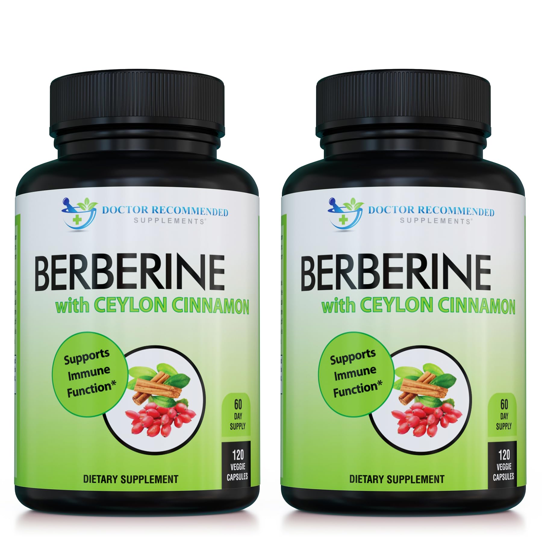 DOCTOR RECOMMENDED SUPPLEMENTS berberine-cannelle-ceylon, flacon affiché, soutien métabolique potentiel