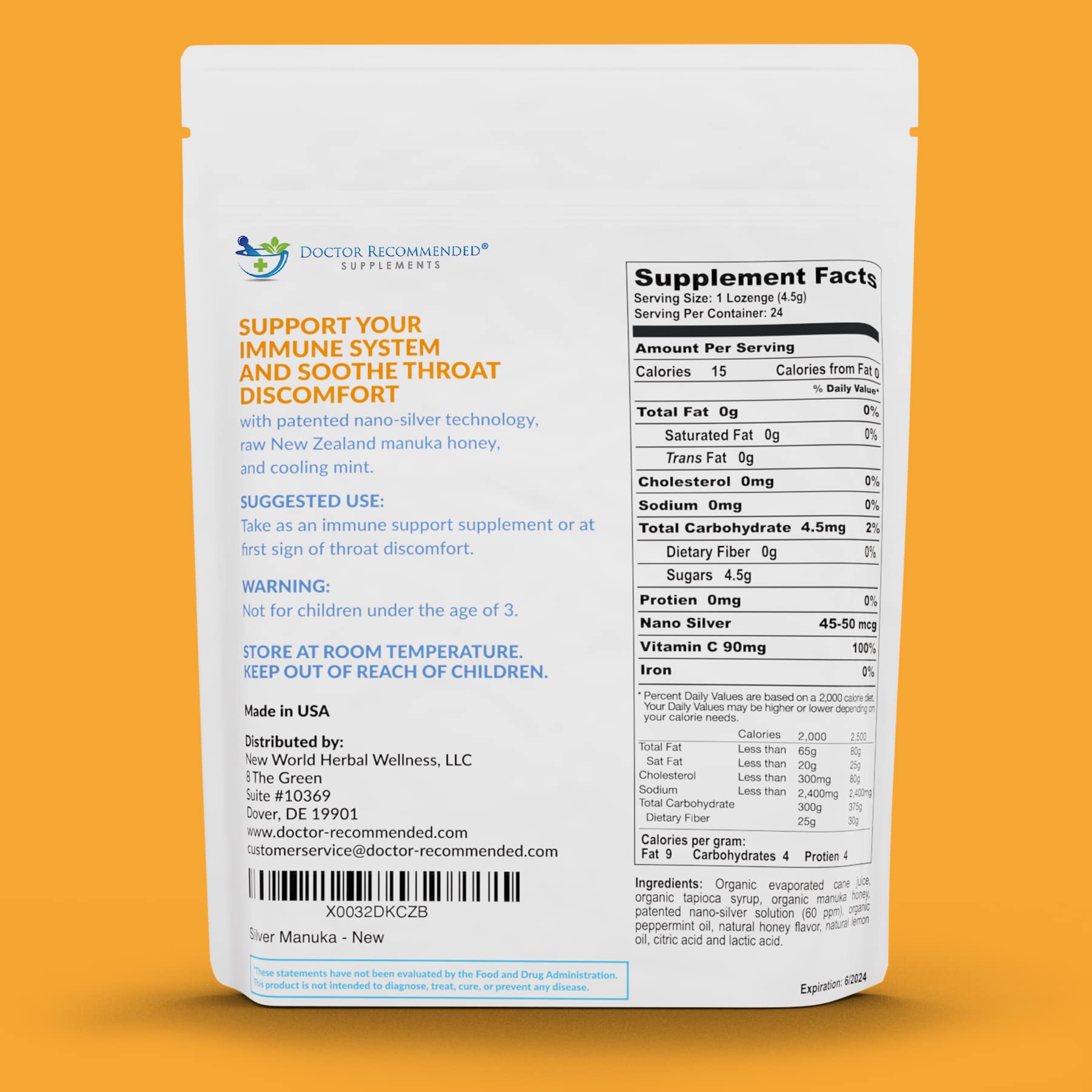 DOCTOR RECOMMENDED SUPPLEMENTS pastilles argent nano emballées individuellement, faciles à emporter