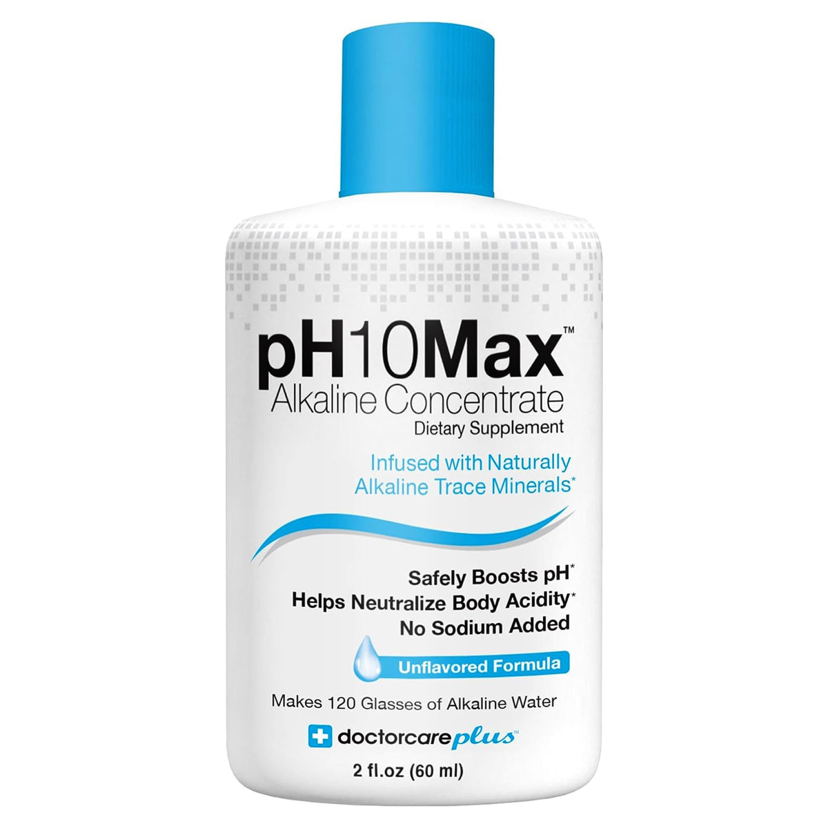 DoctorCare Plus gouttes eau alcaline sur bouteille, hydratation équilibrée et pratique