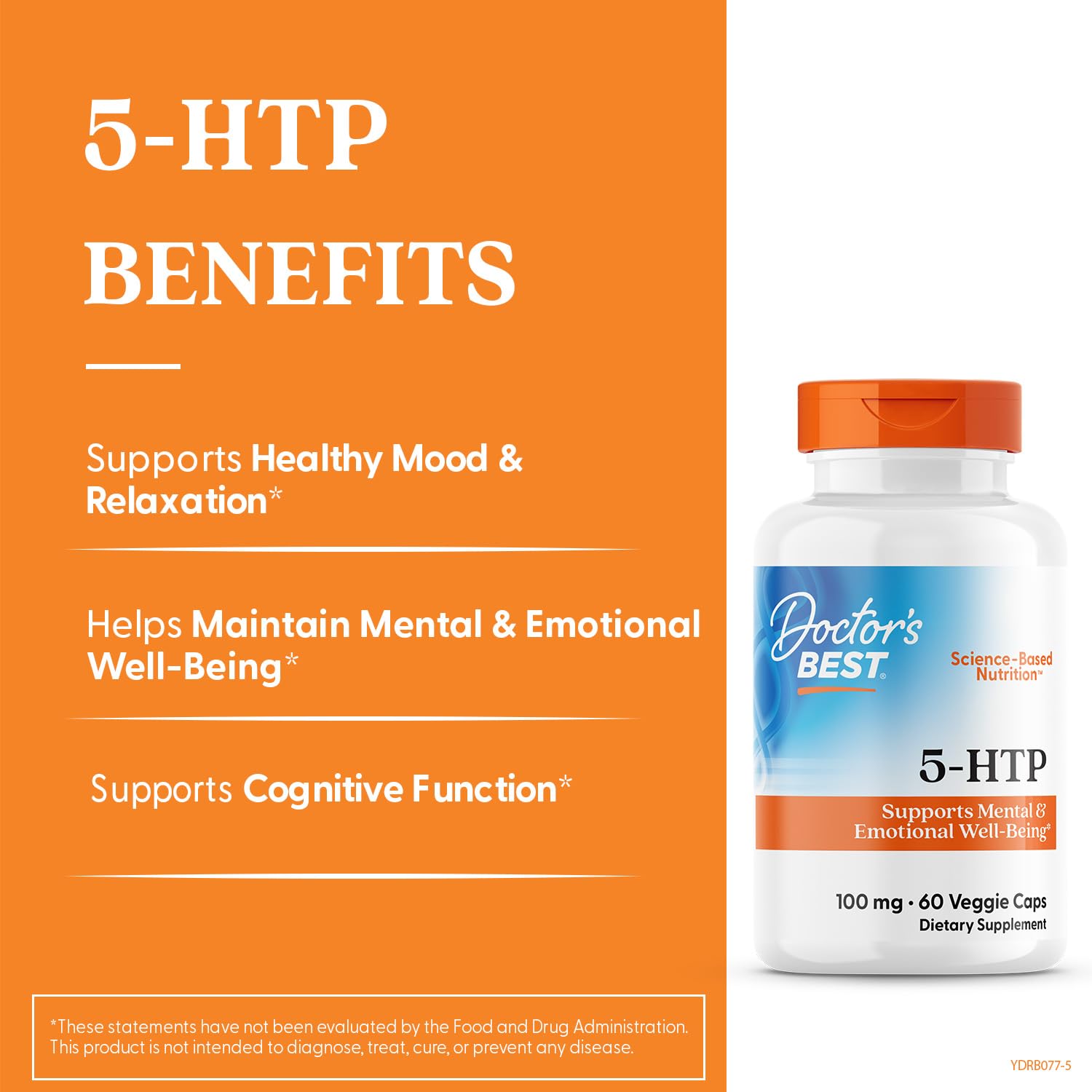 Doctor's Best 5-HTP – gélules vegan faciles à avaler pour le sommeil et le calme