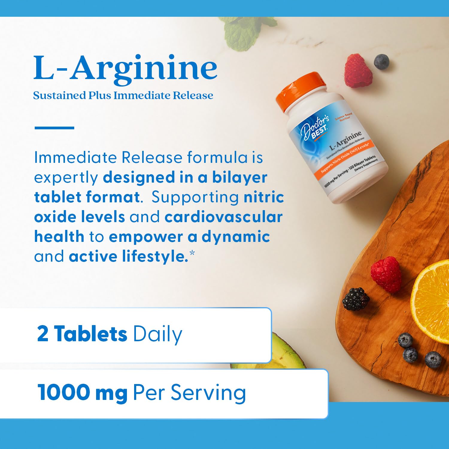 Étiquette Doctor's Best Arginine, affiche sans gluten et sans OGM