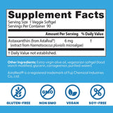 Doctor's BEST Astaxanthin: étiquette indiquant le dosage et le format végan