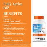 Doctor's Best B12 1500 mcg – gros plan sur l'étiquette, meilleure absorption grâce à la forme active