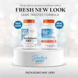 Étiquette claire Doctor's Best Benfotiamine 150 mg pour comprendre rapidement les doses.