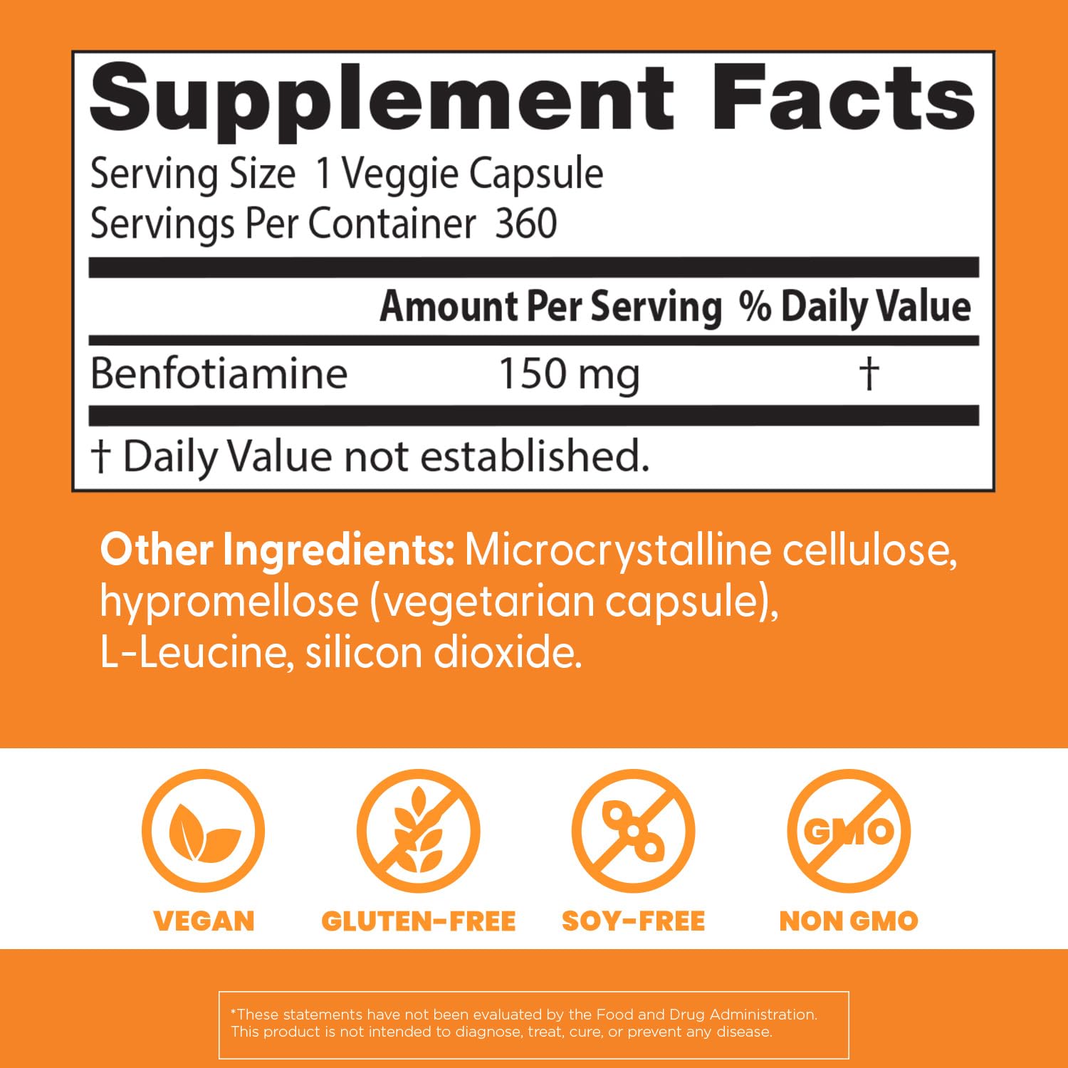 Gélules Doctor's Best Benfotiamine 150 mg faciles à avaler au quotidien.