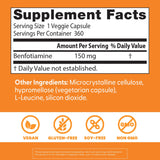 Gélules Doctor's Best Benfotiamine 150 mg faciles à avaler au quotidien.