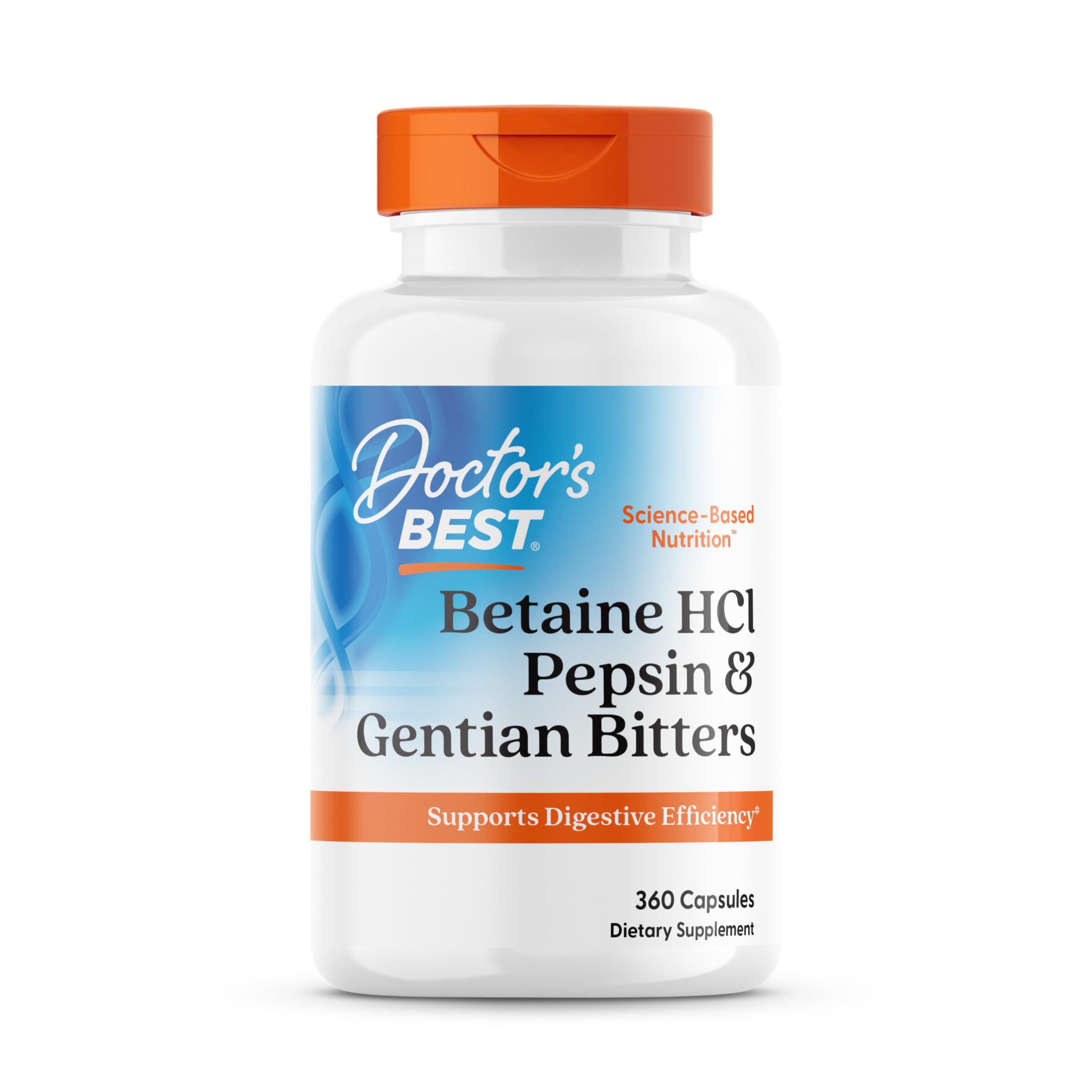 Doctor's BEST Betaine HCl Pepsine Gentiane Amère — Bouteille prête à l'usage digestif après repas