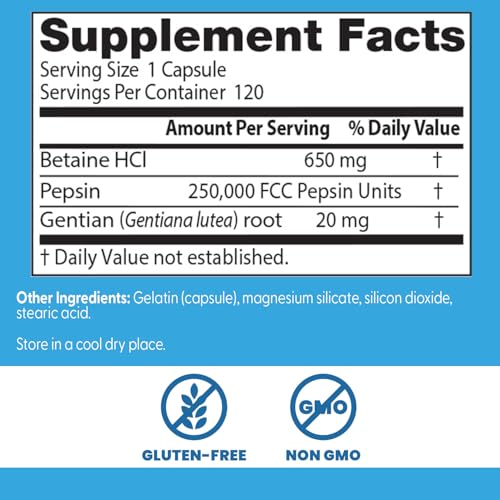 Doctor's Best Betaine HCl Pepsin Gentian Bitters - capsules ouvertes, texture douce et arôme léger