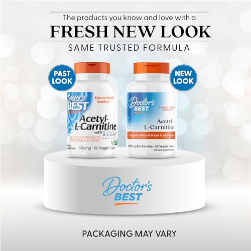 Doctor's BEST Acetyl-L-Carnitine: capsules empilées, facilitant l'apport quotidien pour l'énergie cérébrale.
