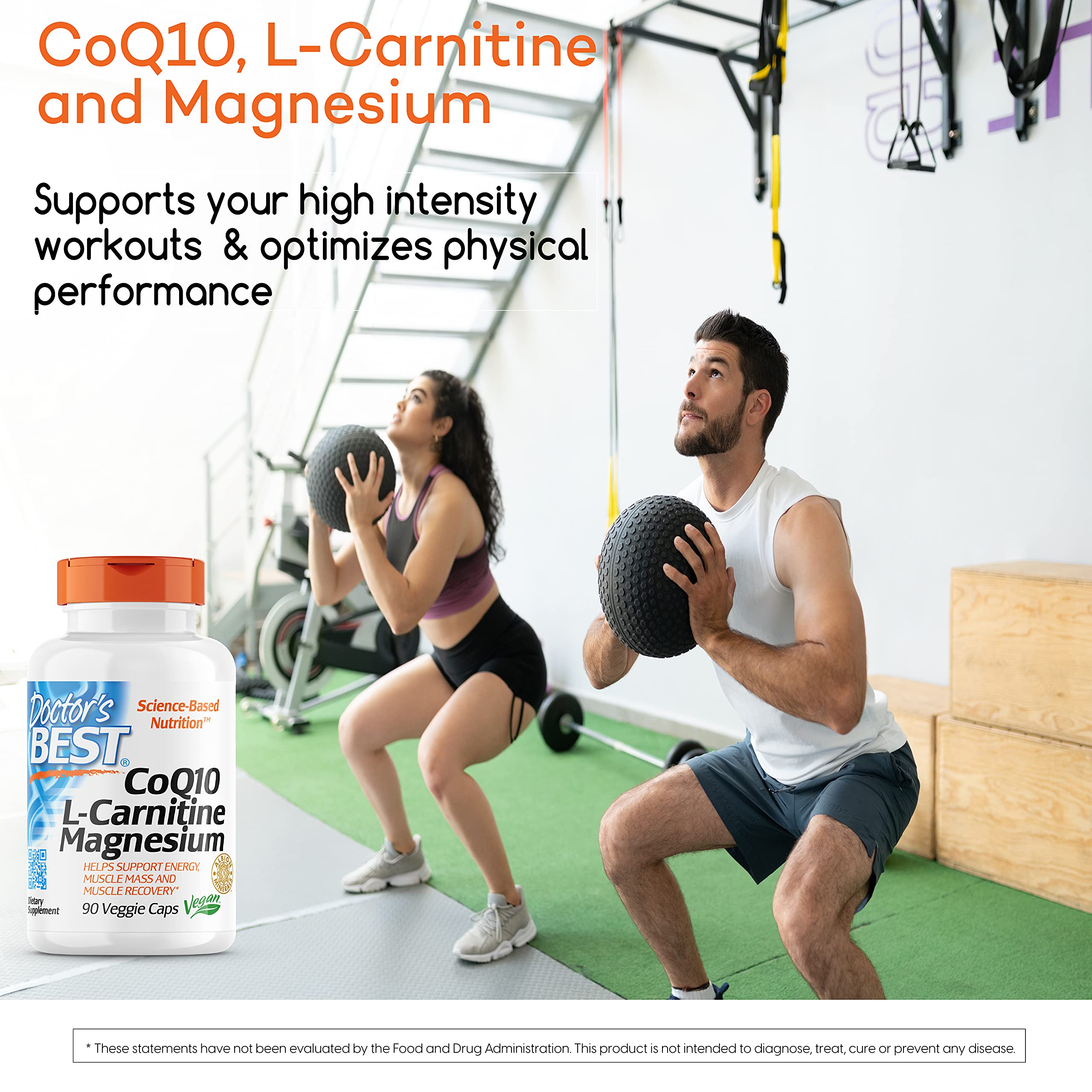 Ingrédients clés Doctor's Best : CoQ10 et L-Carnitine, énergie cellulaire.