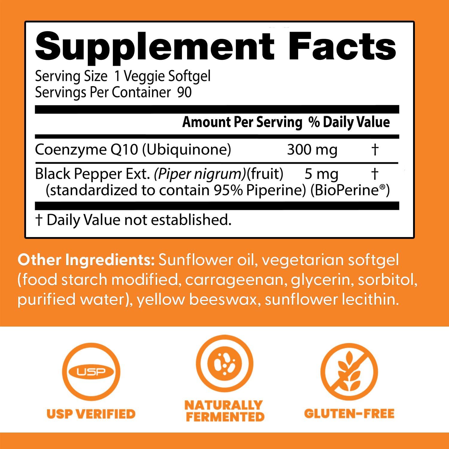 Étiquette Doctor's BEST CoQ10 montrant Bioperine pour absorption.