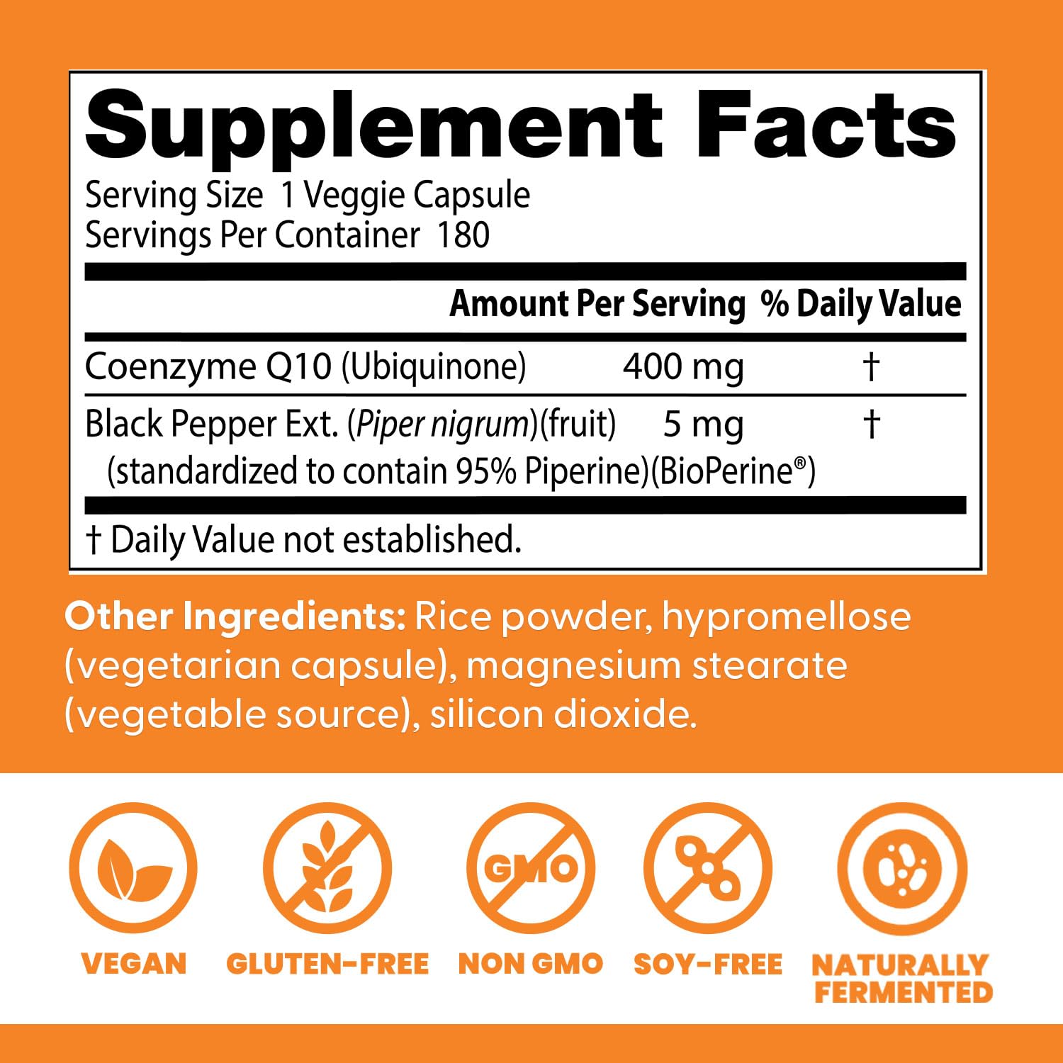 Doctor's Best CoQ10 fermentation naturelle — procédé bio fermenté pour meilleure biodisponibilité.