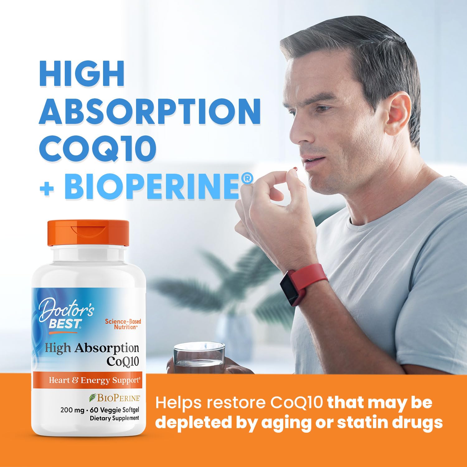 Doctor's Best CoQ10 fermenté naturellement, source végétale fiable.