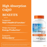 CoQ10 gélules à absorption élevée, Doctor's Best, amélioration potentielle de l'énergie