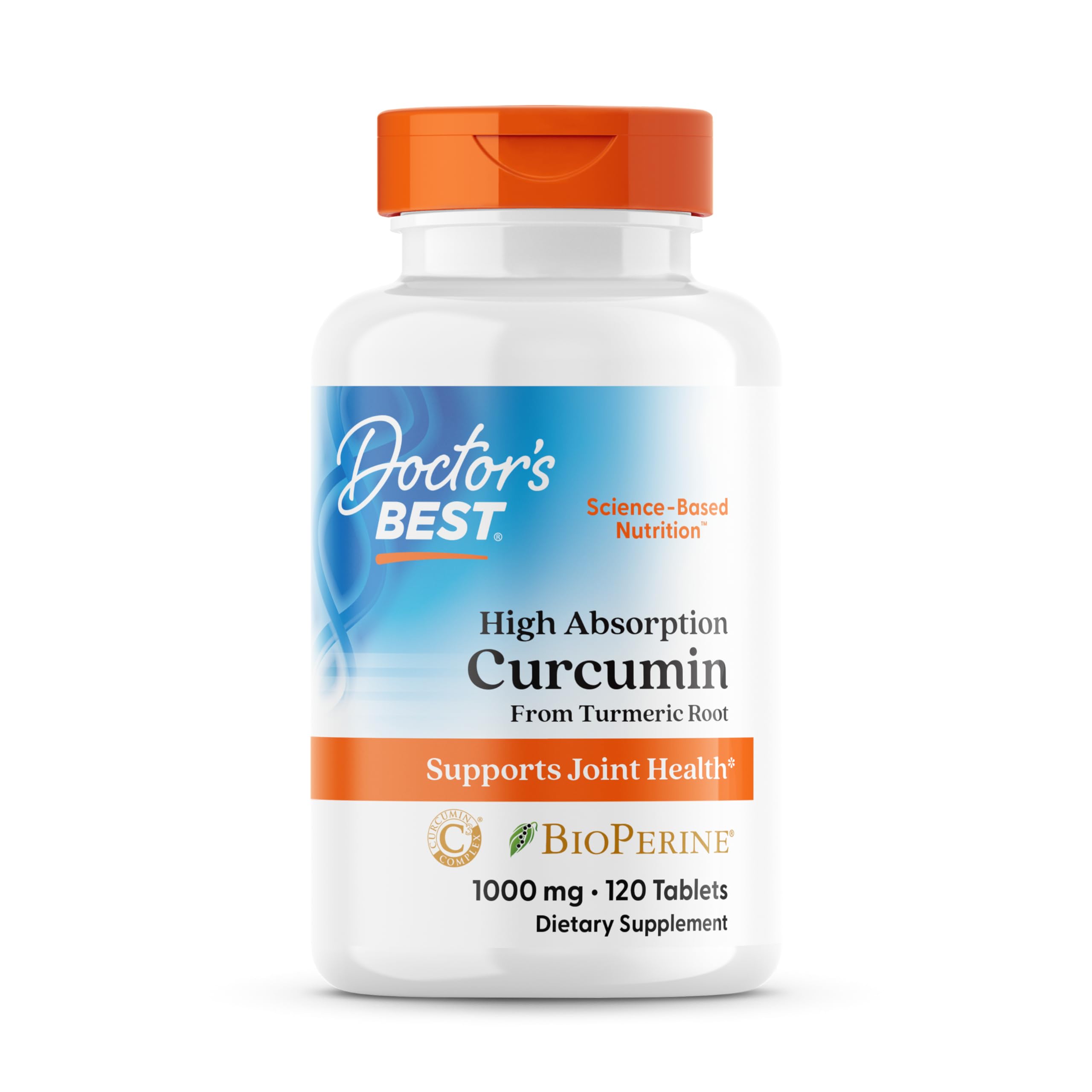 Doctor's Best Curcumin – bouteille et étiquette, soutien potentiel des articulations.