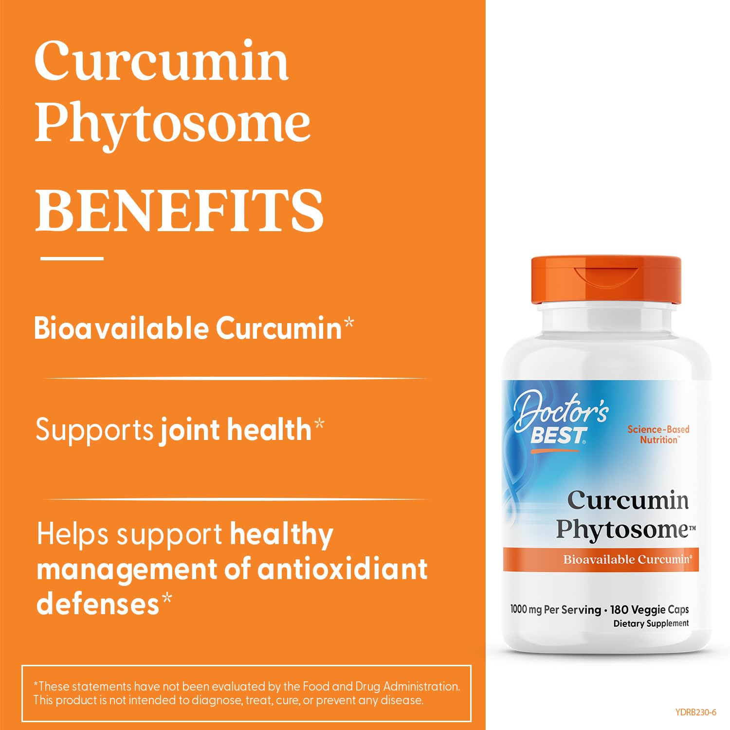 Doctor's Best Curcumin Phytosome – étiquette montrant ingrédients et conseils d'utilisation