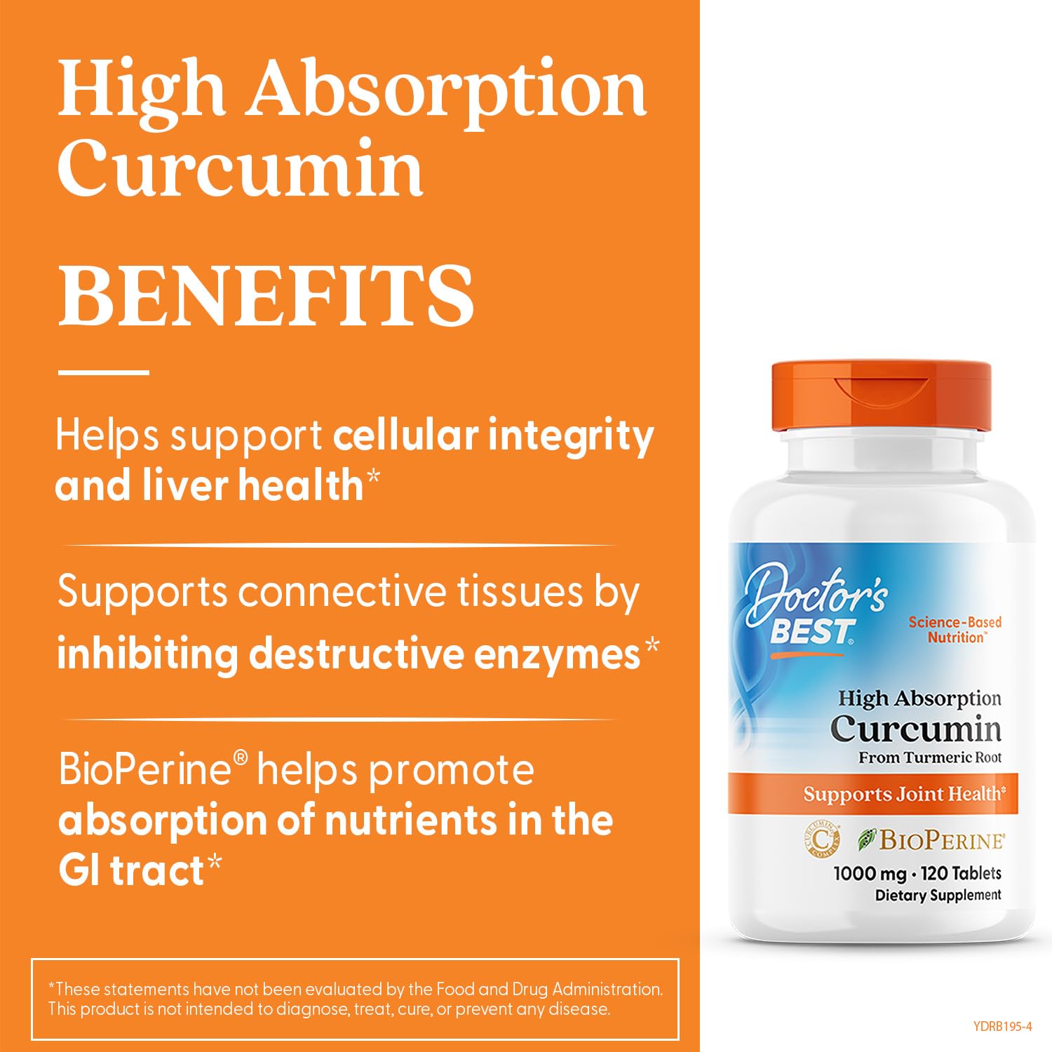 Tablettes Doctor's Best Curcumin 1000 mg pour le quotidien.