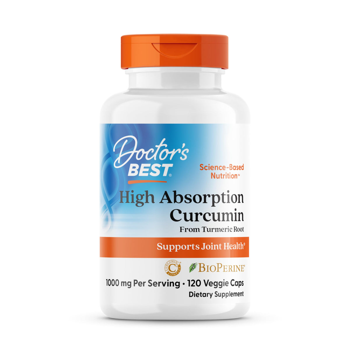 Doctor's BEST curcuminoides: absorption renforcée par BioPerine pour les articulations.