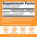 Doctor's Best D3 vegan gélules - étiquette lisible, formule vegan sans gluten ni soja.