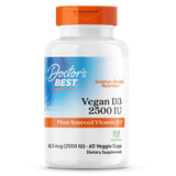 Doctor's Best D3 vegan gélules - flacon, soutien potentiel à l'absorption du calcium.