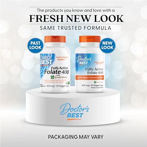 Capsules Doctor's BEST Folate Quatrefolic en flacon, usage quotidien simple.